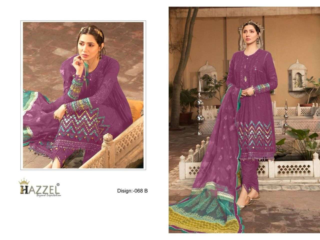 Hazzel M Print 068 Ab Cotton Dupatta Pakistani Suits Wholesale catalog