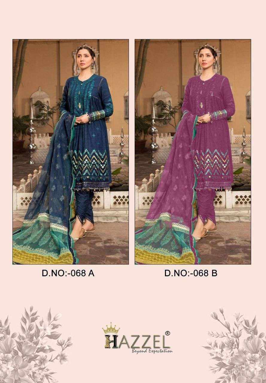 Hazzel M Print 068 Ab Cotton Dupatta Pakistani Suits Wholesale catalog