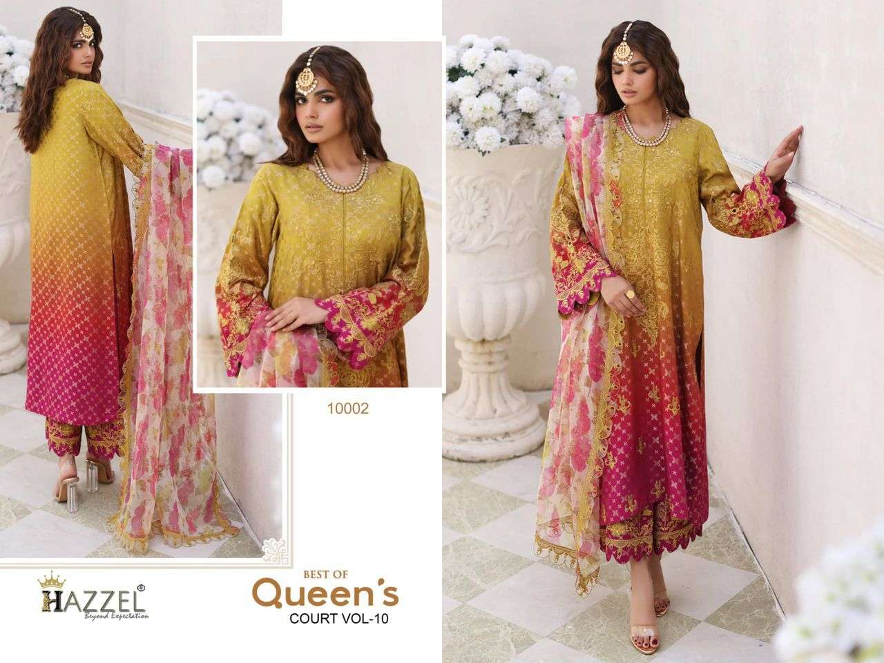 Hazzel Queens Court Vol 10 Cotton Dupatta Pakistani Suits Wholesale catalog