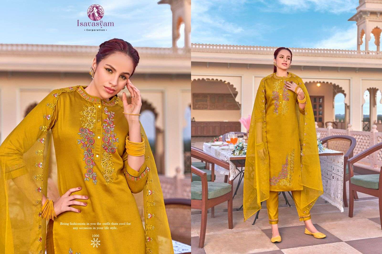 Isavasyam Armani Premium Kurti Pant With Dupatta Wholesale catalog