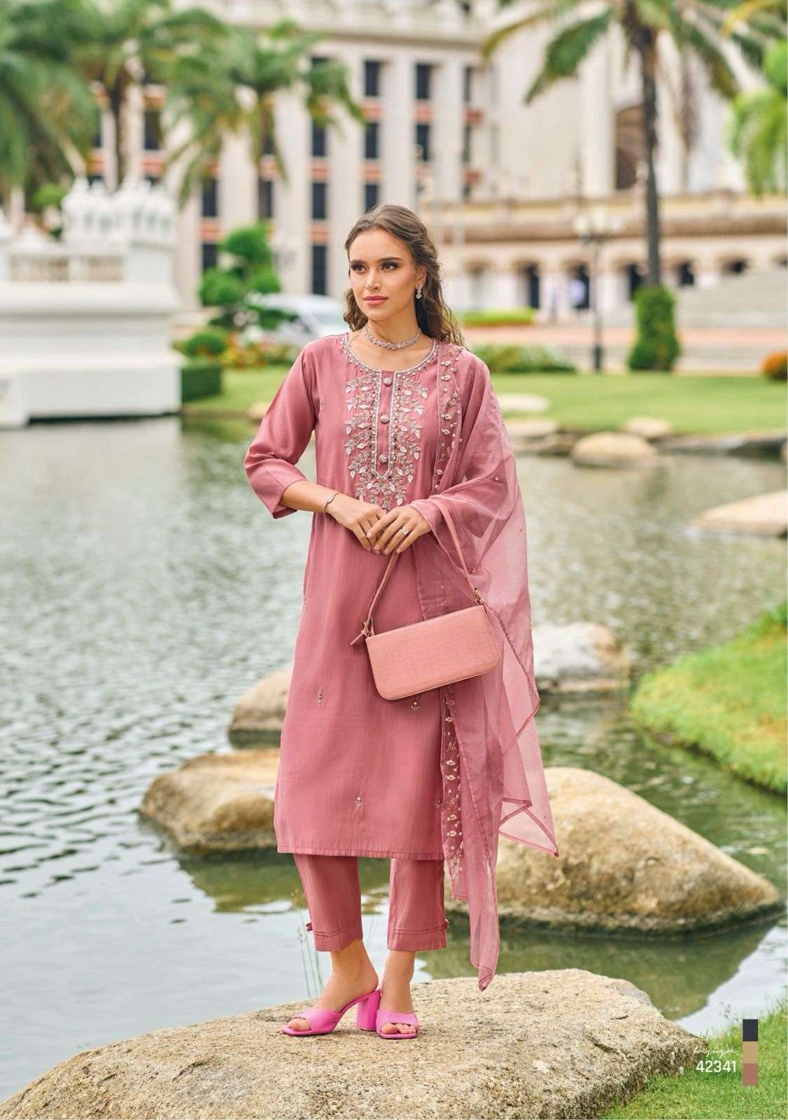 Kailee Ehassas Viscose Silk Embroidered Dress Materials Wholesale catalog