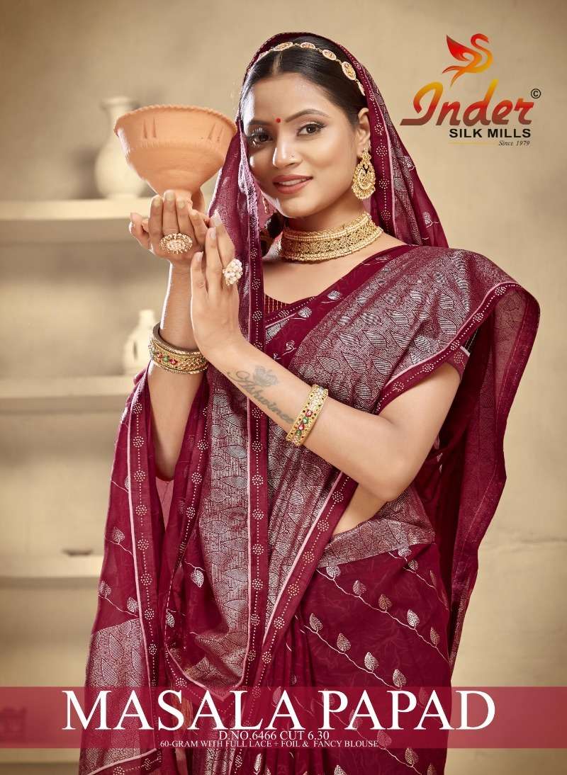 MASALA PAPAD 6466 INDER SILK MILLS Saree Wholesale catalog