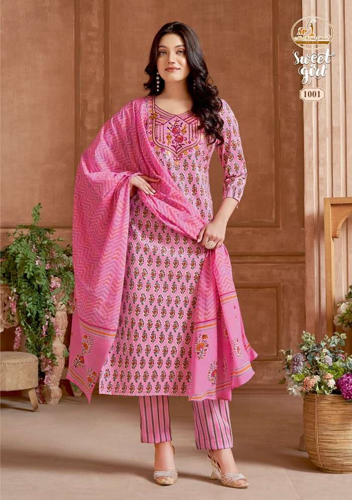 Miss World Sweet Girl Vol 1 Heavy Slub Cotton Dress Material Wholesale catalog