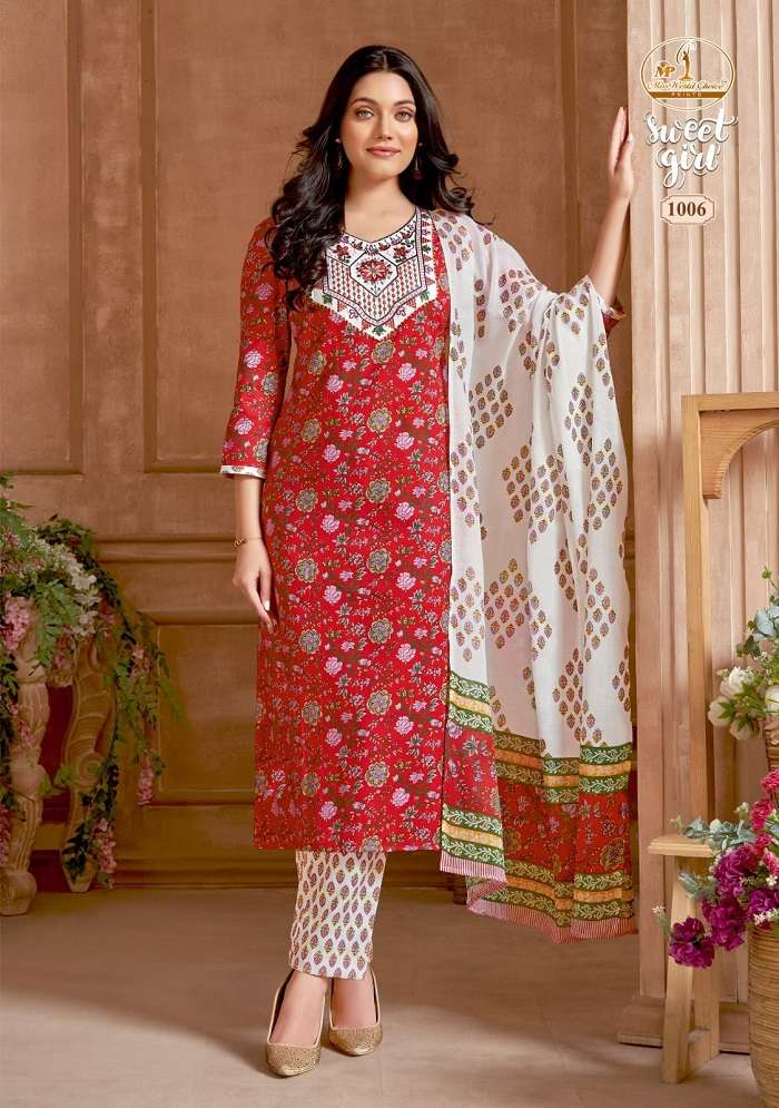 Miss World Sweet Girl Vol 1 Heavy Slub Cotton Dress Material Wholesale catalog
