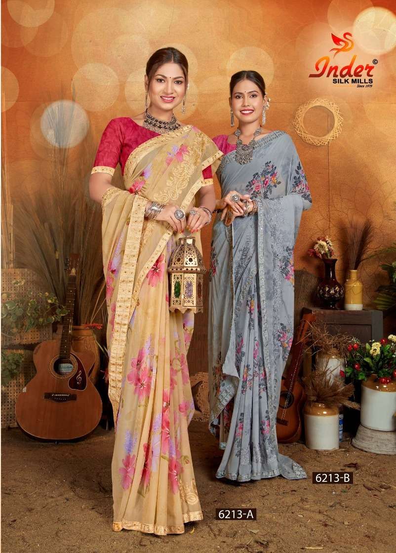 NICE STEP 6213 INDER SILK MILLS Saree Wholesale catalog