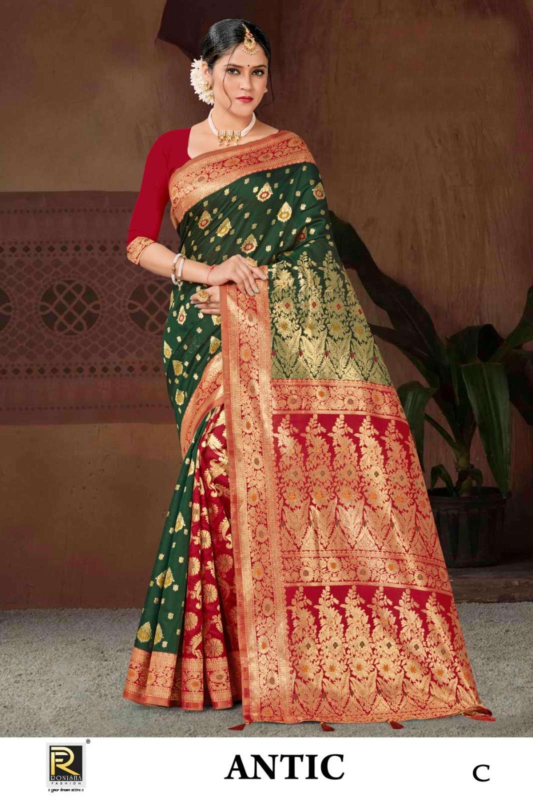 Ronisha Antic Banarasi Silk Saree Wholesale catalog