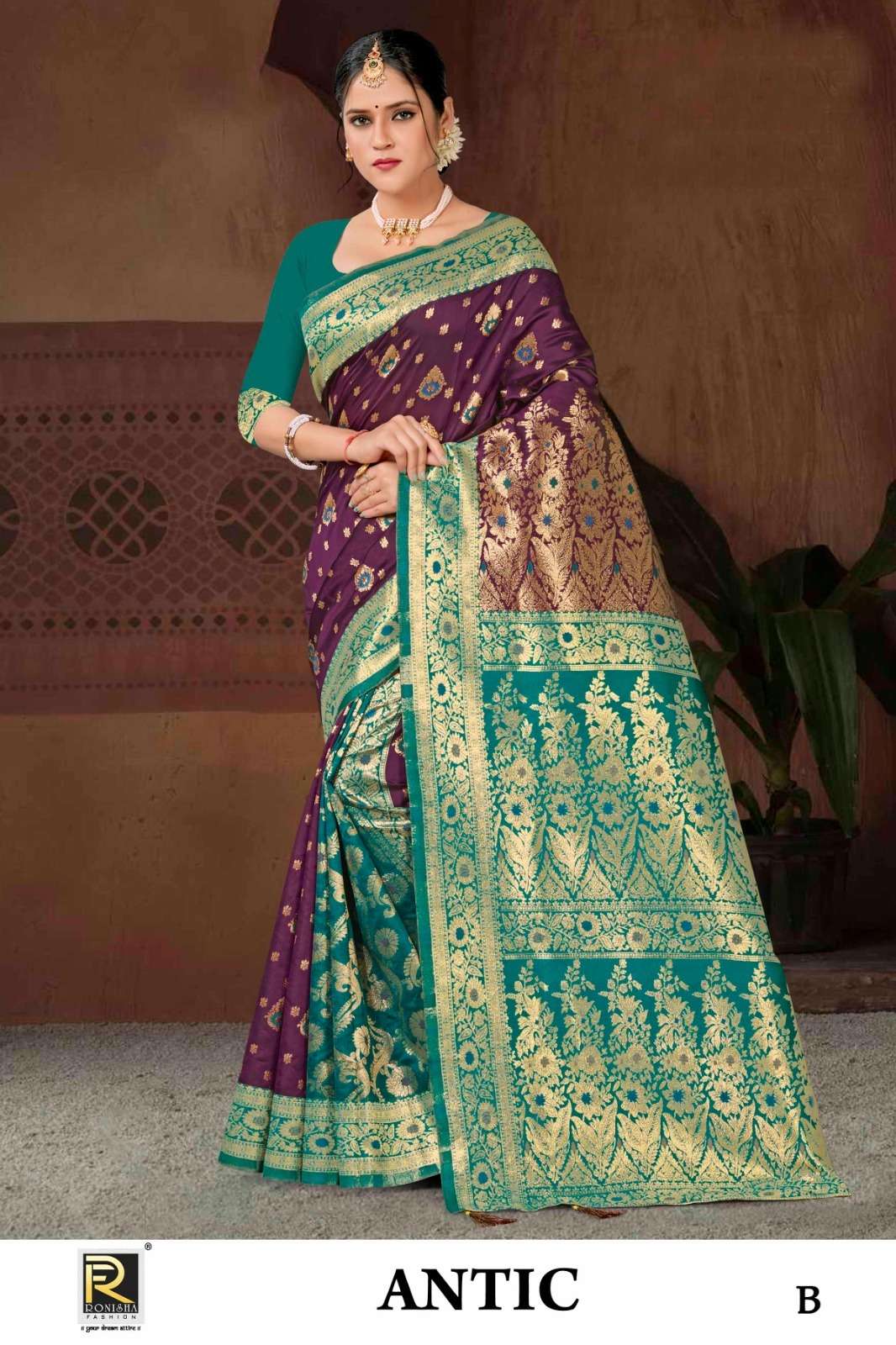 Ronisha Antic Banarasi Silk Saree Wholesale catalog