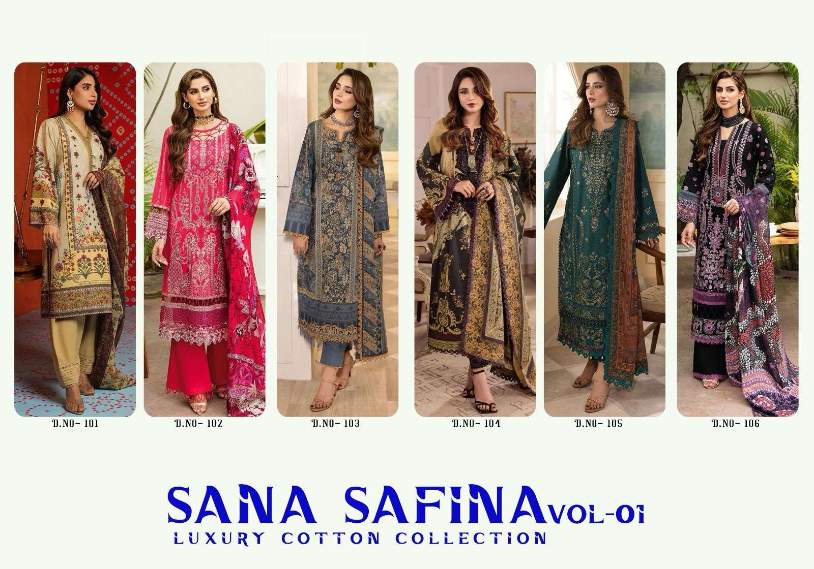 Sana Safina Vol 1 Luxury Cotton Karachi Dress Material Wholesale catalog