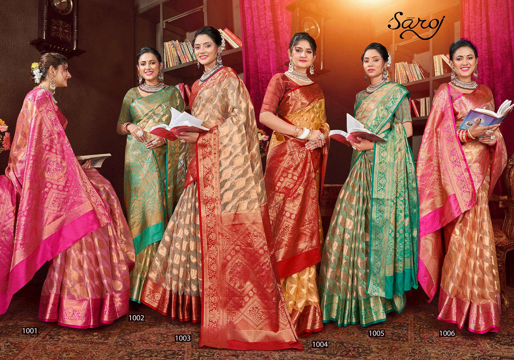 Saroj Aashika vol.3 Organza silk with rich pallu Saree Wholesale catalog    