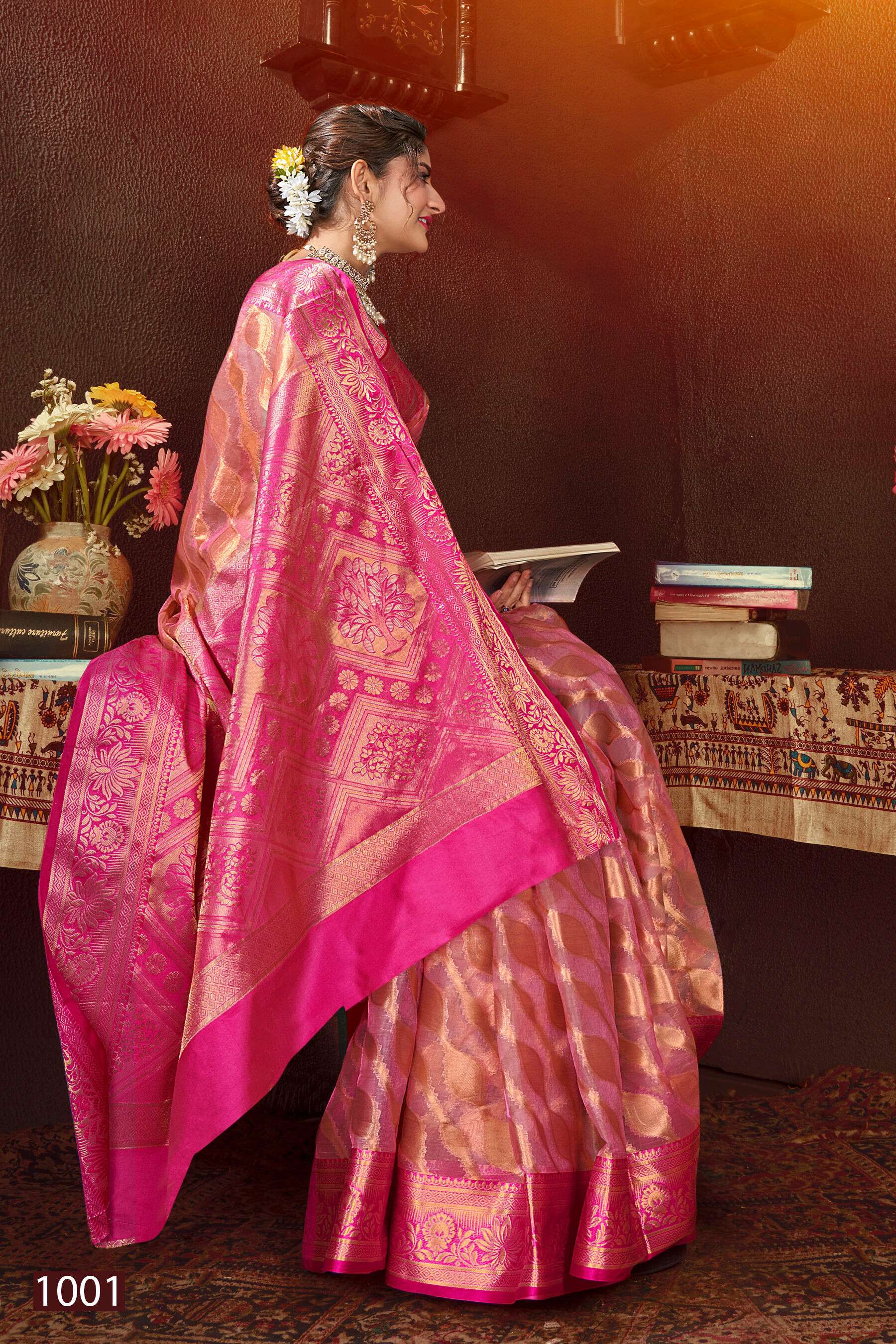 Saroj Aashika vol.3 Organza silk with rich pallu Saree Wholesale catalog    