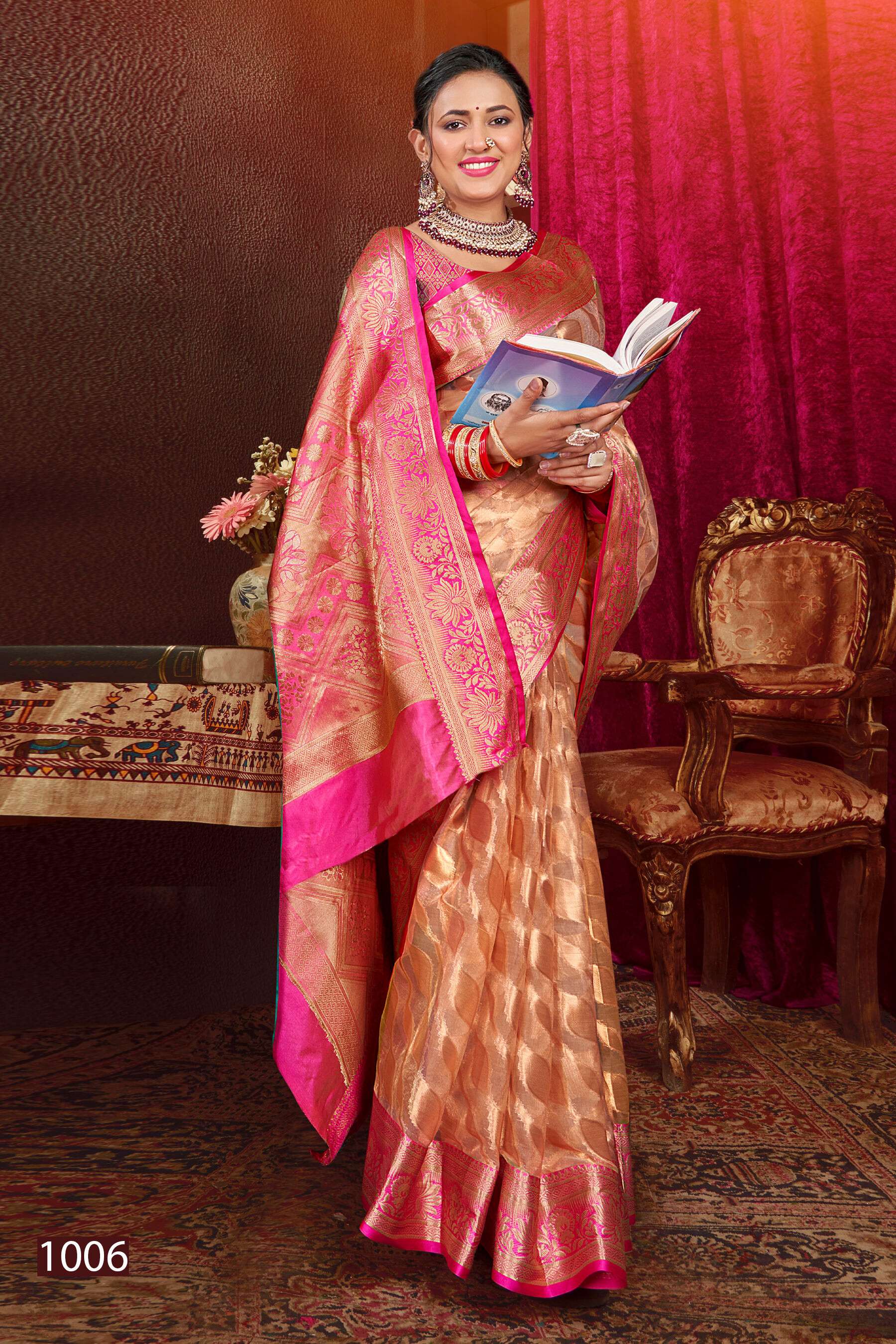 Saroj Aashika vol.3 Organza silk with rich pallu Saree Wholesale catalog    