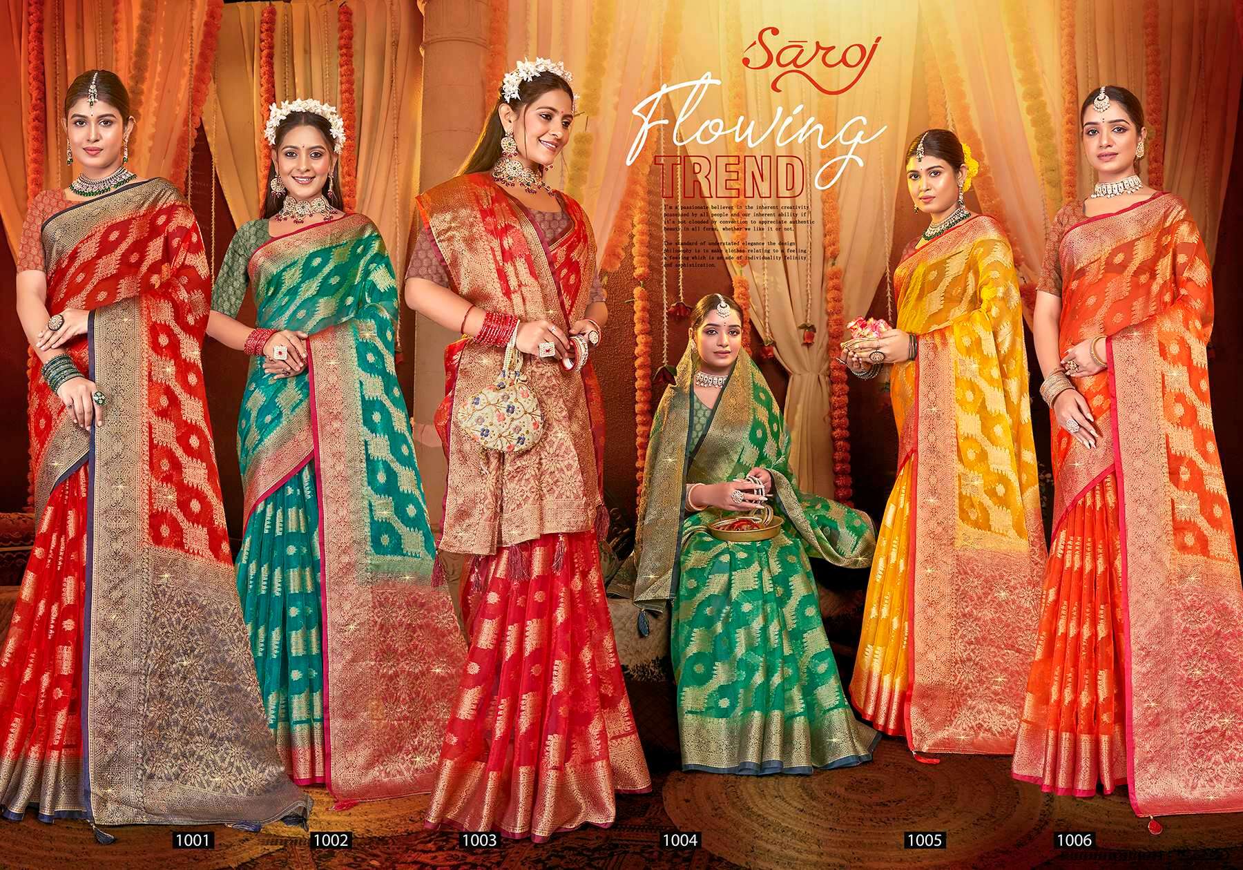Saroj Anuradha vol.1 Soft organza with heavy swaroski  Saree Wholesale catalog    