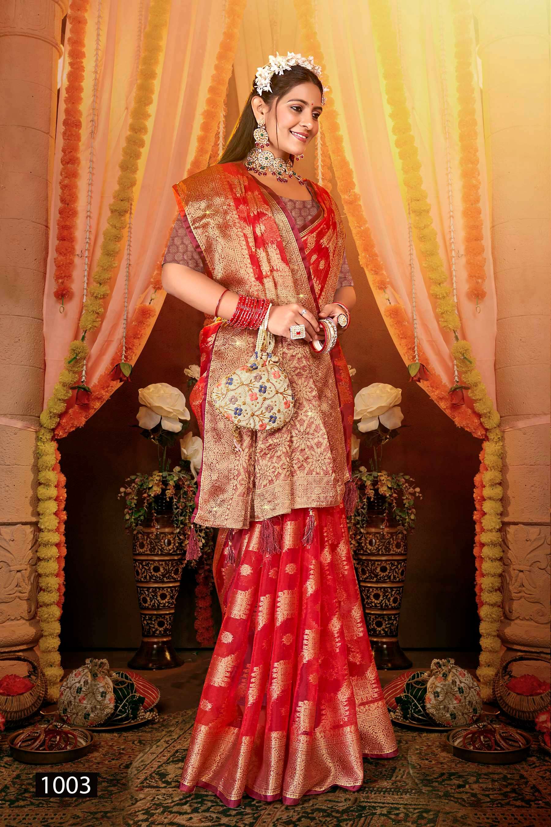 Saroj Anuradha vol.1 Soft organza with heavy swaroski  Saree Wholesale catalog    