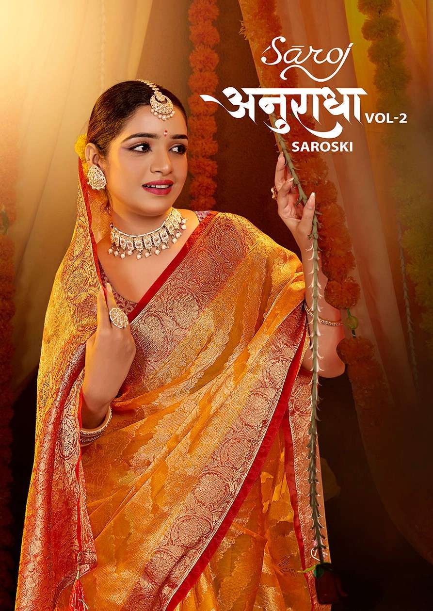 Saroj Anuradha vol.2 Soft organza with heavy swaroski  Saree Wholesale catalog    