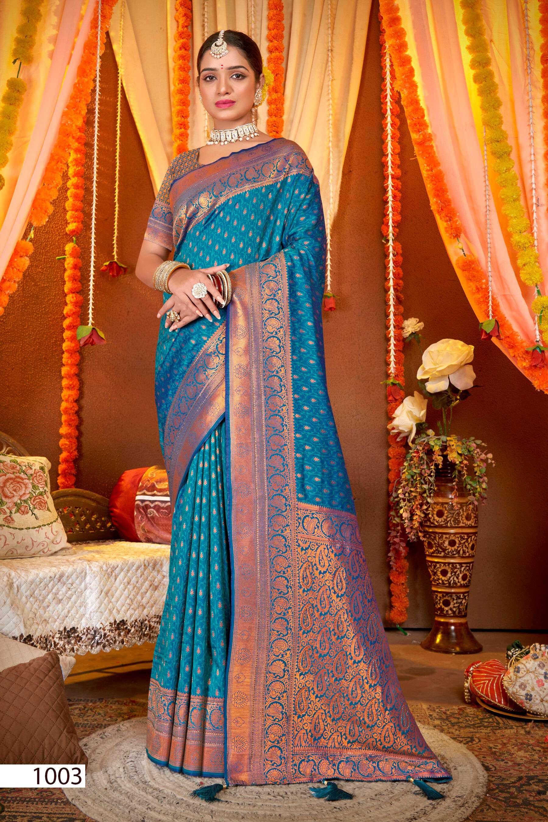 Saroj Gulaabi vol.1 50*600 silk with heavy swarovski work Saree Wholesale catalog    
