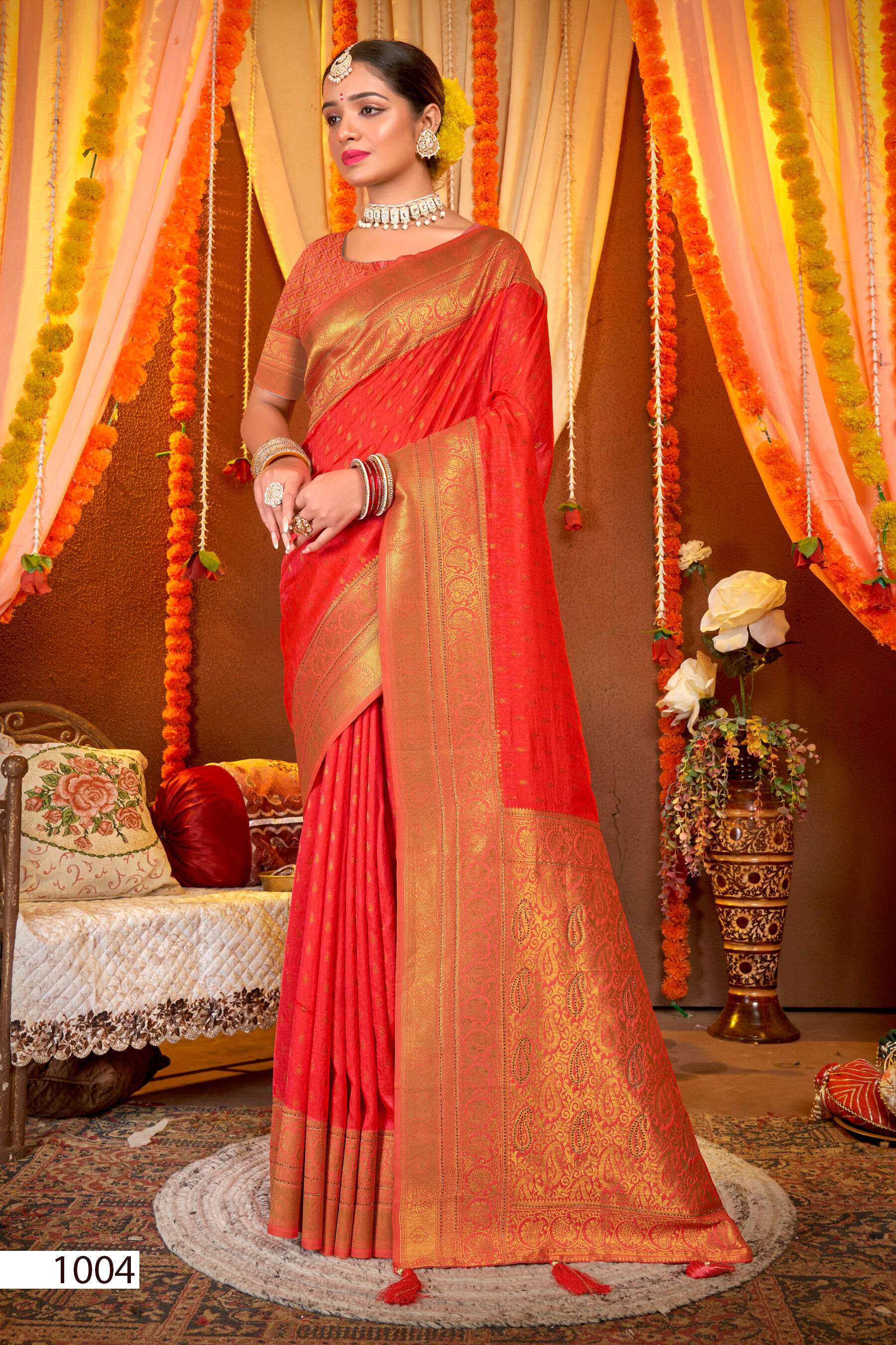 Saroj Gulaabi vol.1 50*600 silk with heavy swarovski work Saree Wholesale catalog    