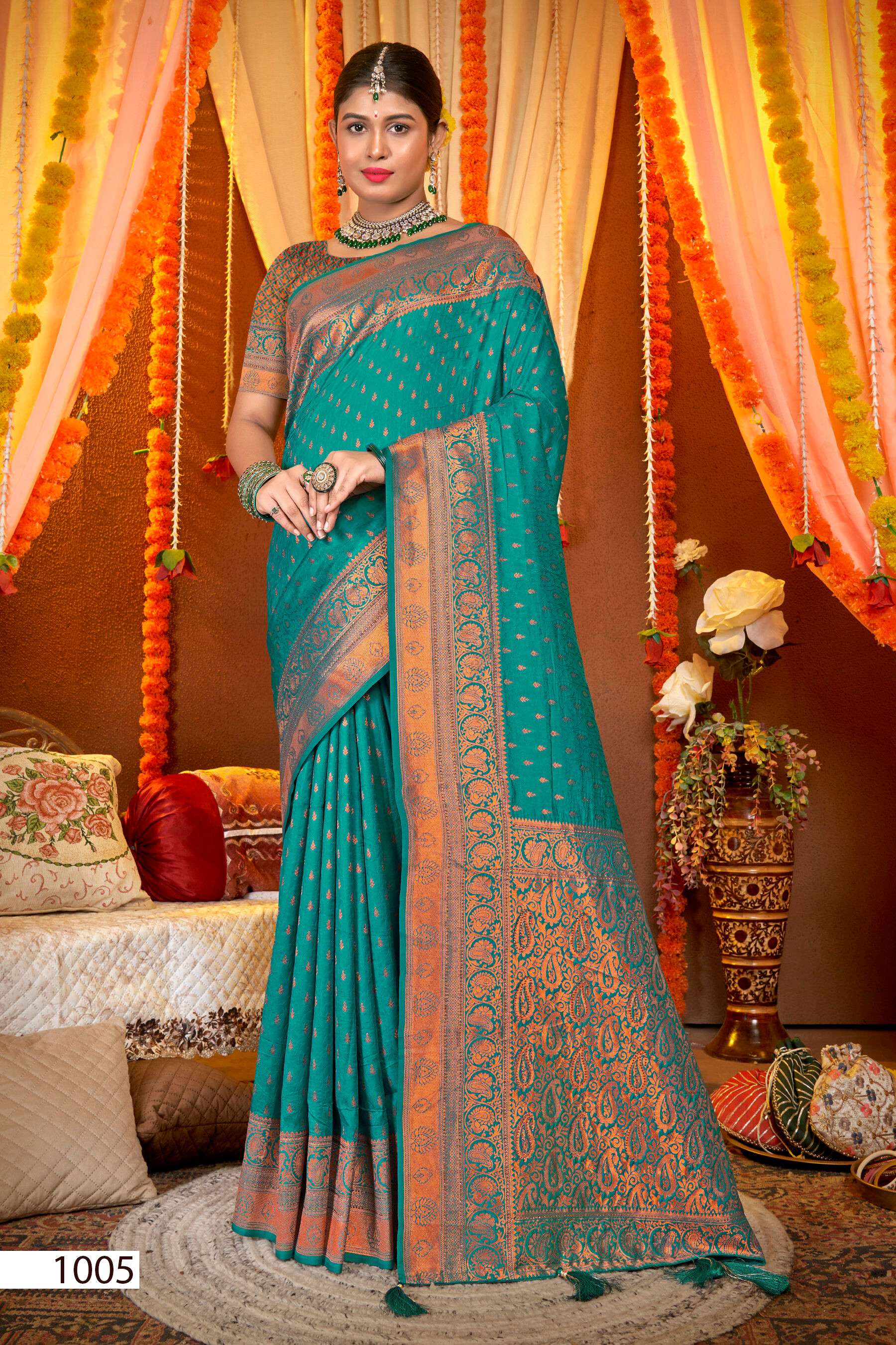 Saroj Gulaabi vol.1 50*600 silk with heavy swarovski work Saree Wholesale catalog    