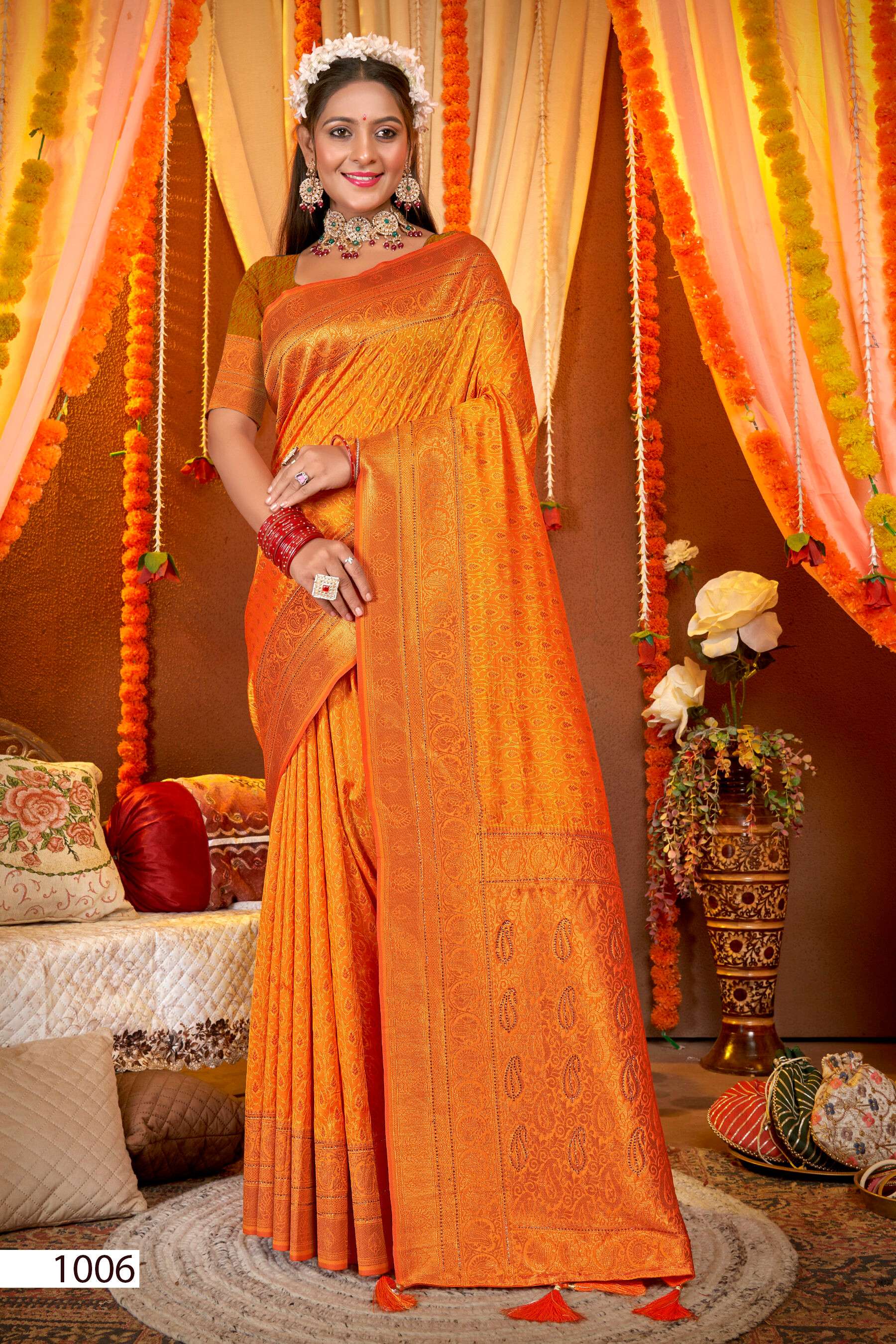 Saroj Gulaabi vol.1 50*600 silk with heavy swarovski work Saree Wholesale catalog    