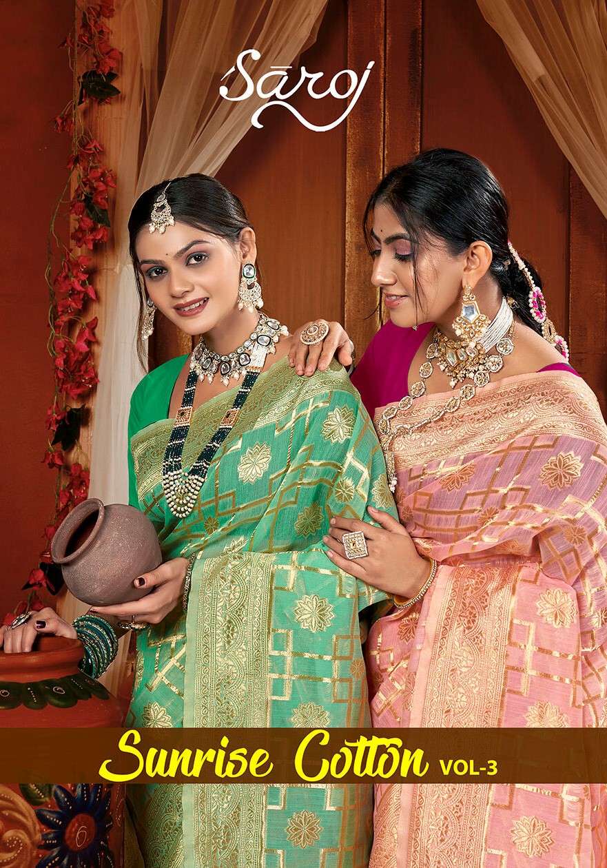 Saroj Sunrise cotton vol.3 Soft cotton  Saree Wholesale catalog    