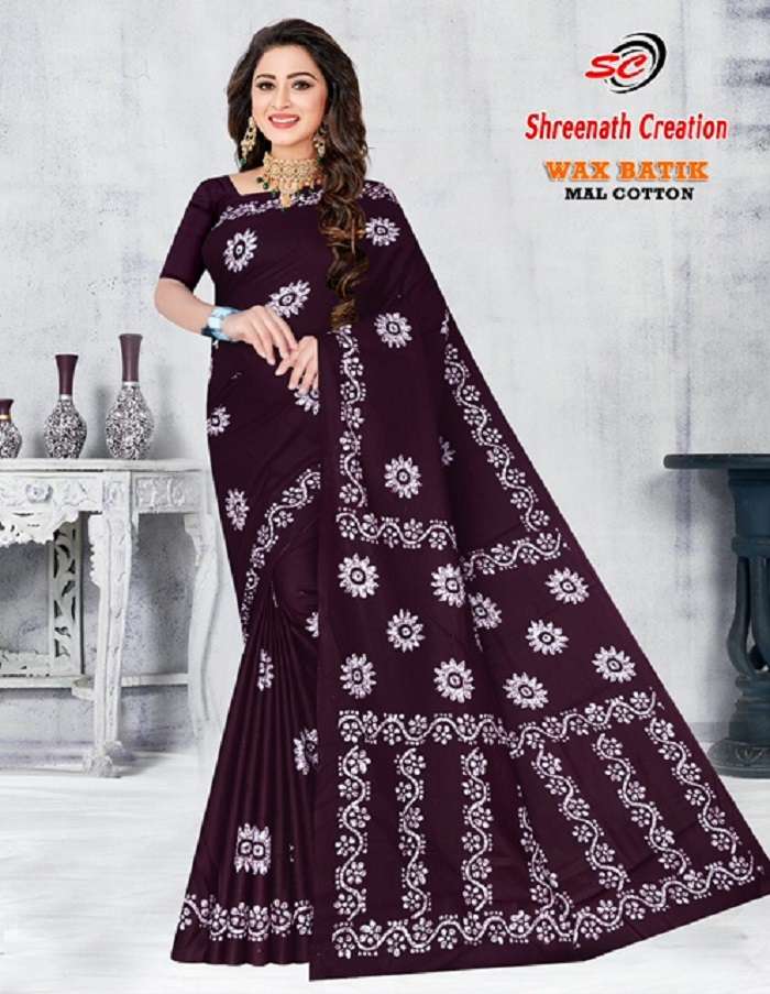 SC Rayon Wax Batic -Cotton Saree -Wholesale Catalog