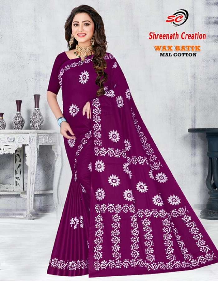 SC Rayon Wax Batic -Cotton Saree -Wholesale Catalog