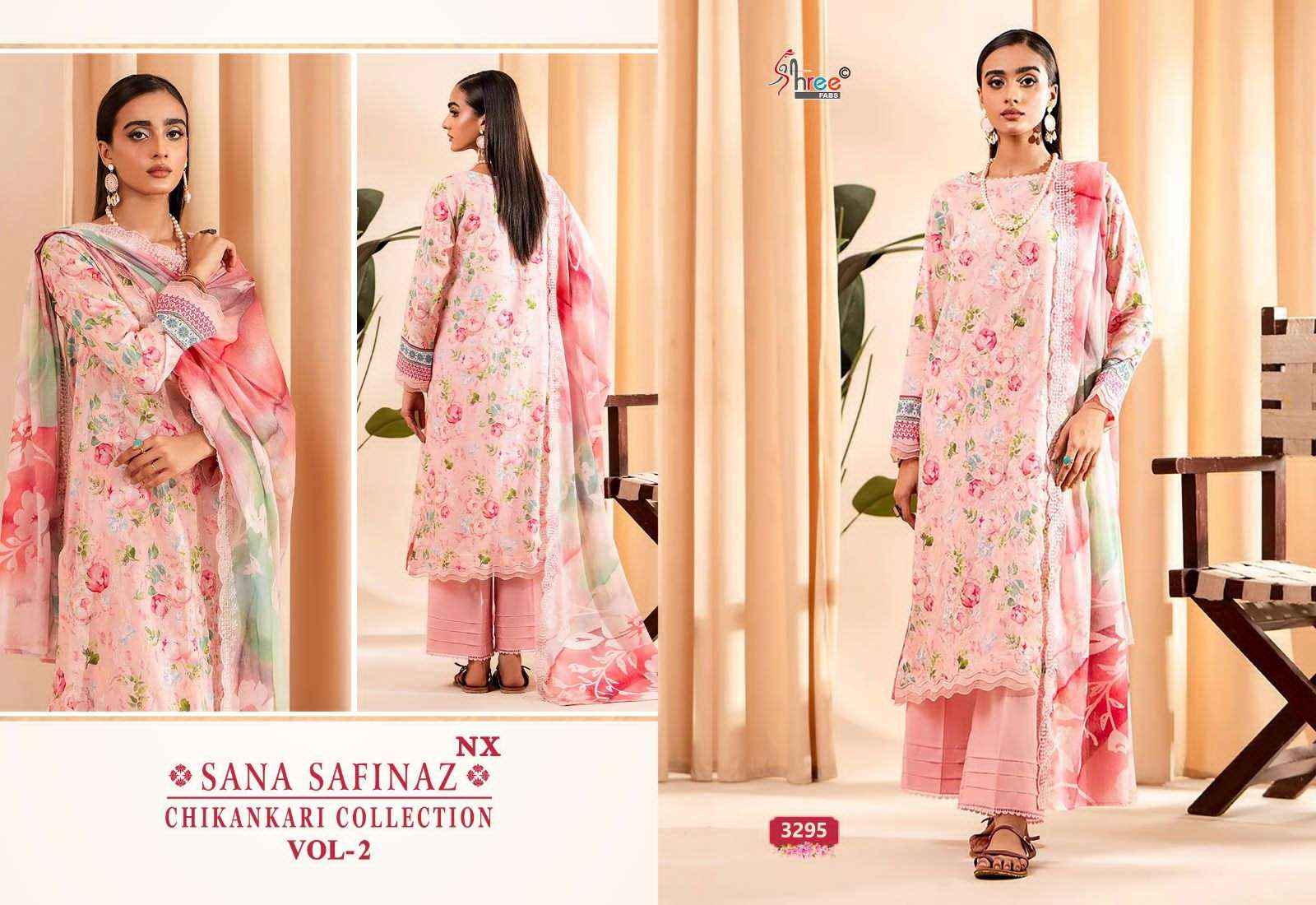 Shree Sana Safinaz Chikankari Vol 2 Nx Cotton Dupatta Salwar Suits Wholesale catalog