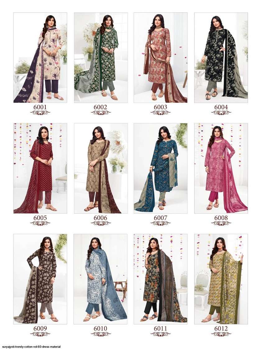 Suryajyoti Trendy Cotton Vol-60 – Dress Material -Wholesale Catalog