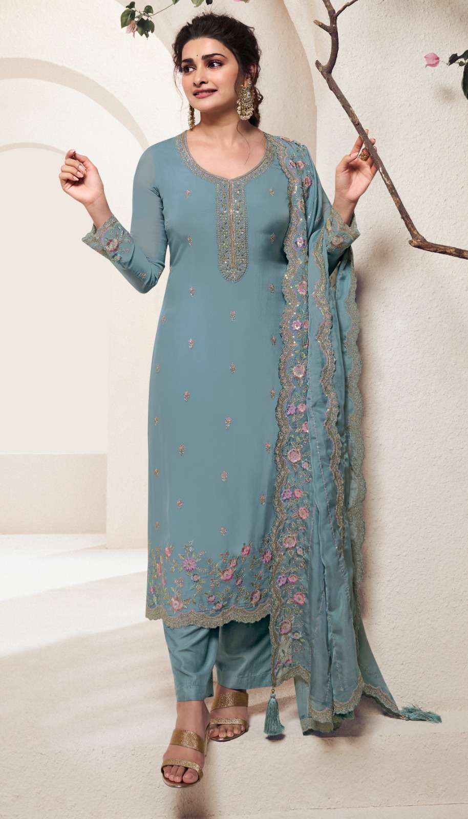 Vinay Kuleesh Kanishka Organza Embroidery Salwar Suits Wholesale catalog