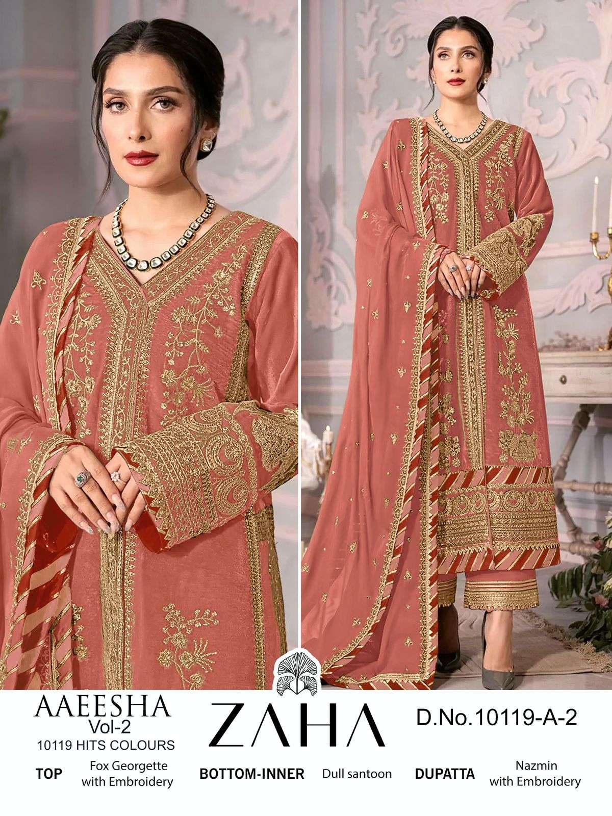 Zaha Aaeesha 10119 A To D Georgette Salwar Kameez Wholesale catalog
