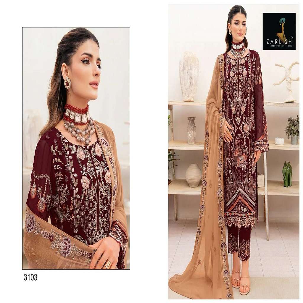 Zarlish Pakistani With And Without Patch Work Suit -Dress Material -Wholesale Catalog