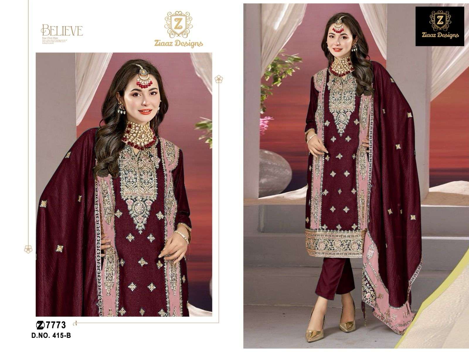 Ziaaz Designs 415 Dress Material Wholesale catalog