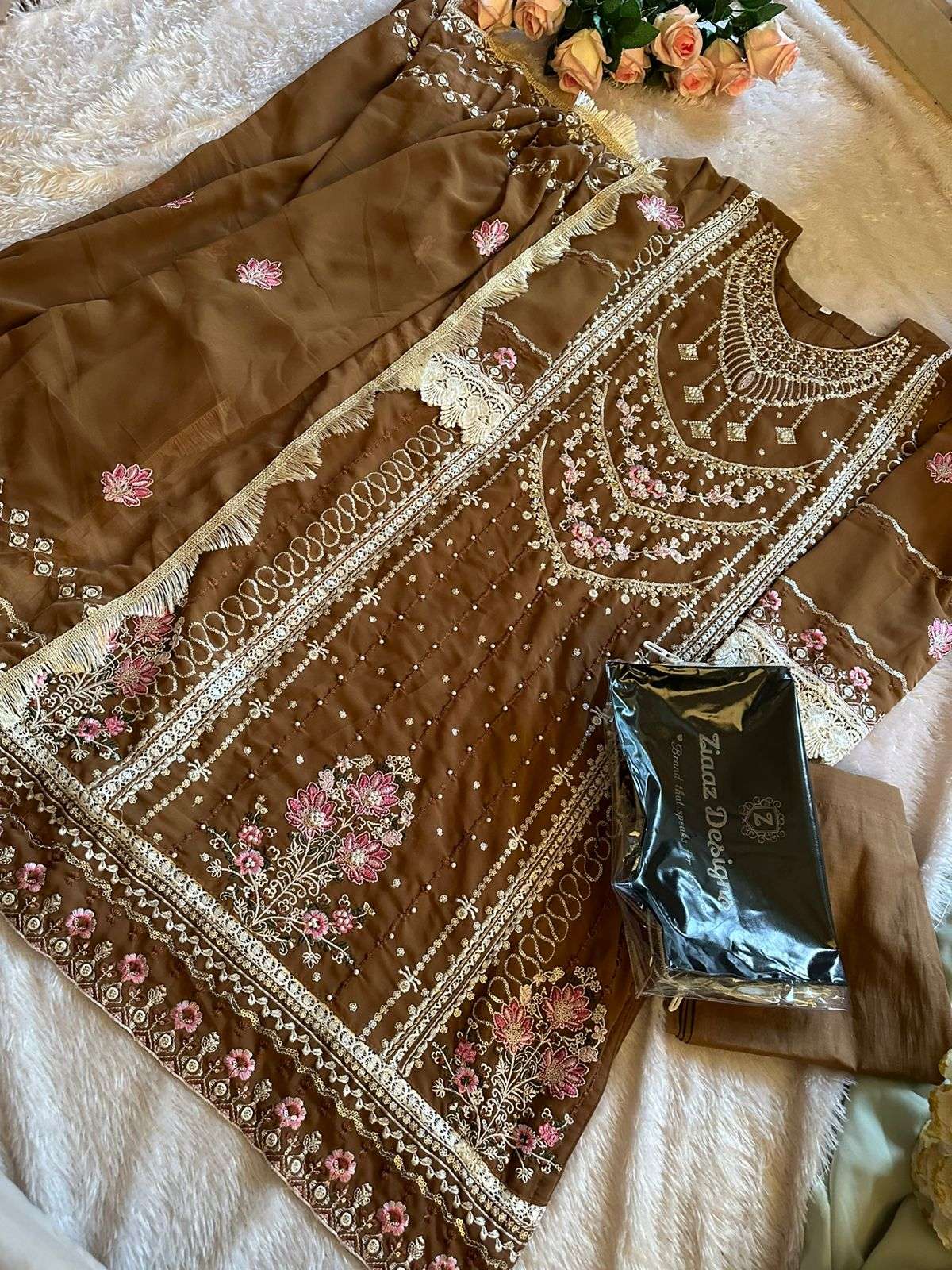 Ziaaz Designs 440 Georgette Pearl Embroidered Pakistani Suits Wholesale catalog