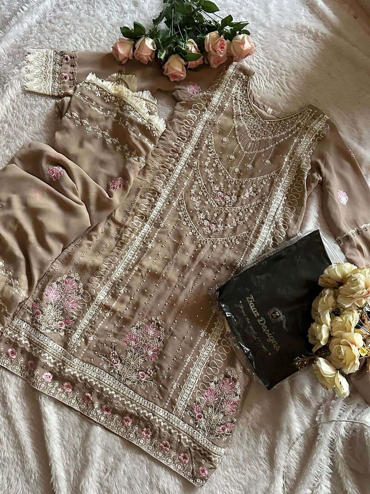 Ziaaz Designs 440 Georgette Pearl Embroidered Pakistani Suits Wholesale catalog