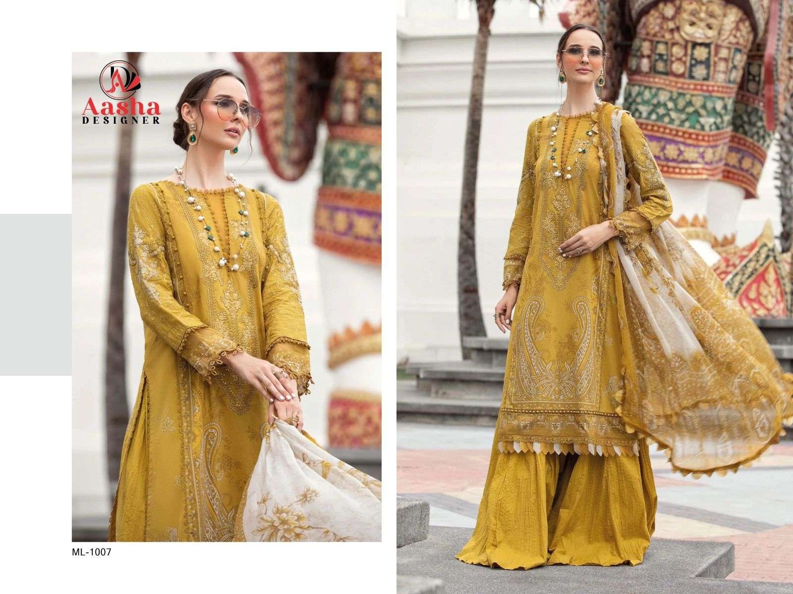 Aasha 1006 And 1007 Chiffon Dupatta Salwar Kameez Wholesale catalog
