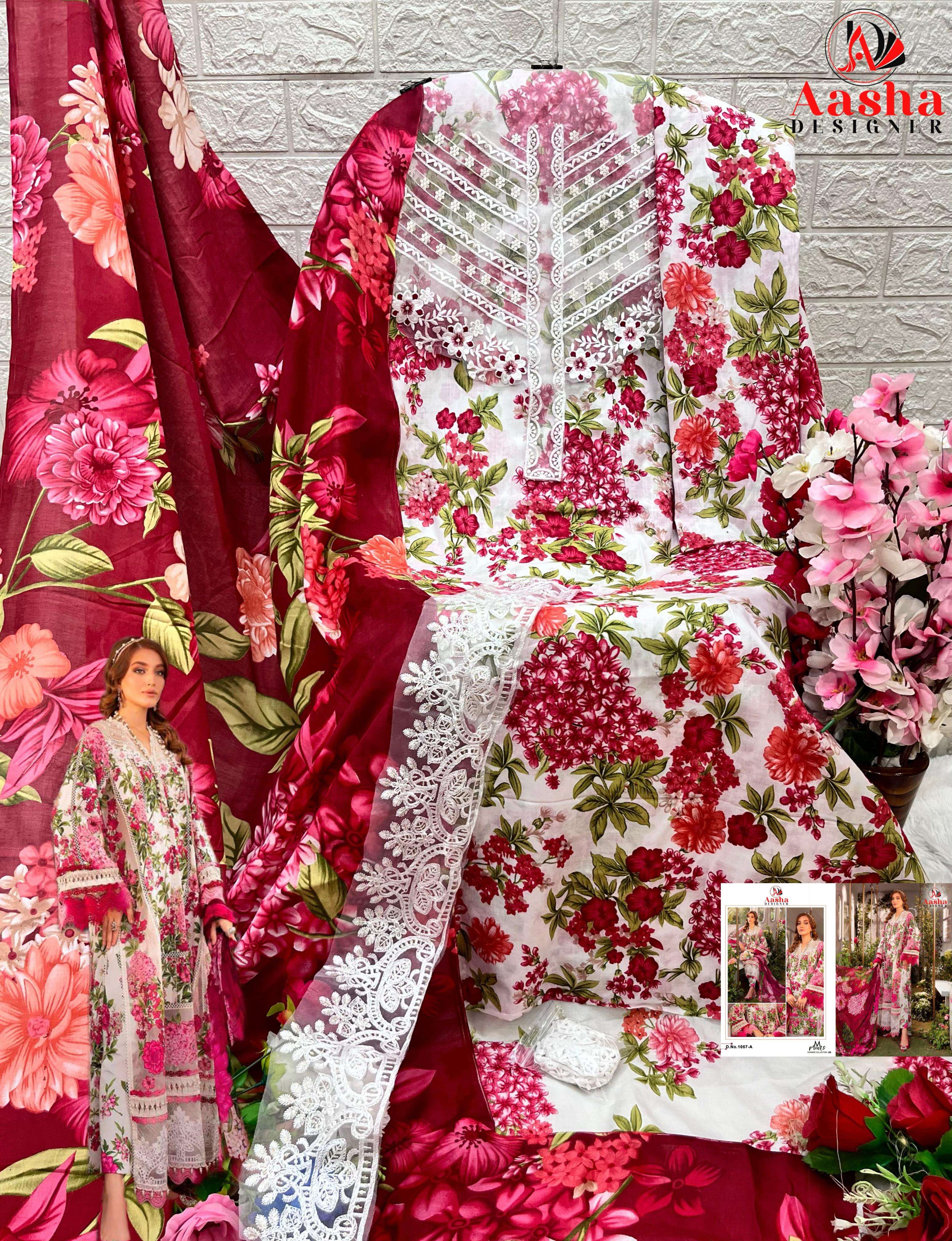 Aasha M Print Vol 9 Cotton Dupatta Pakistani Suit Wholesale catalog