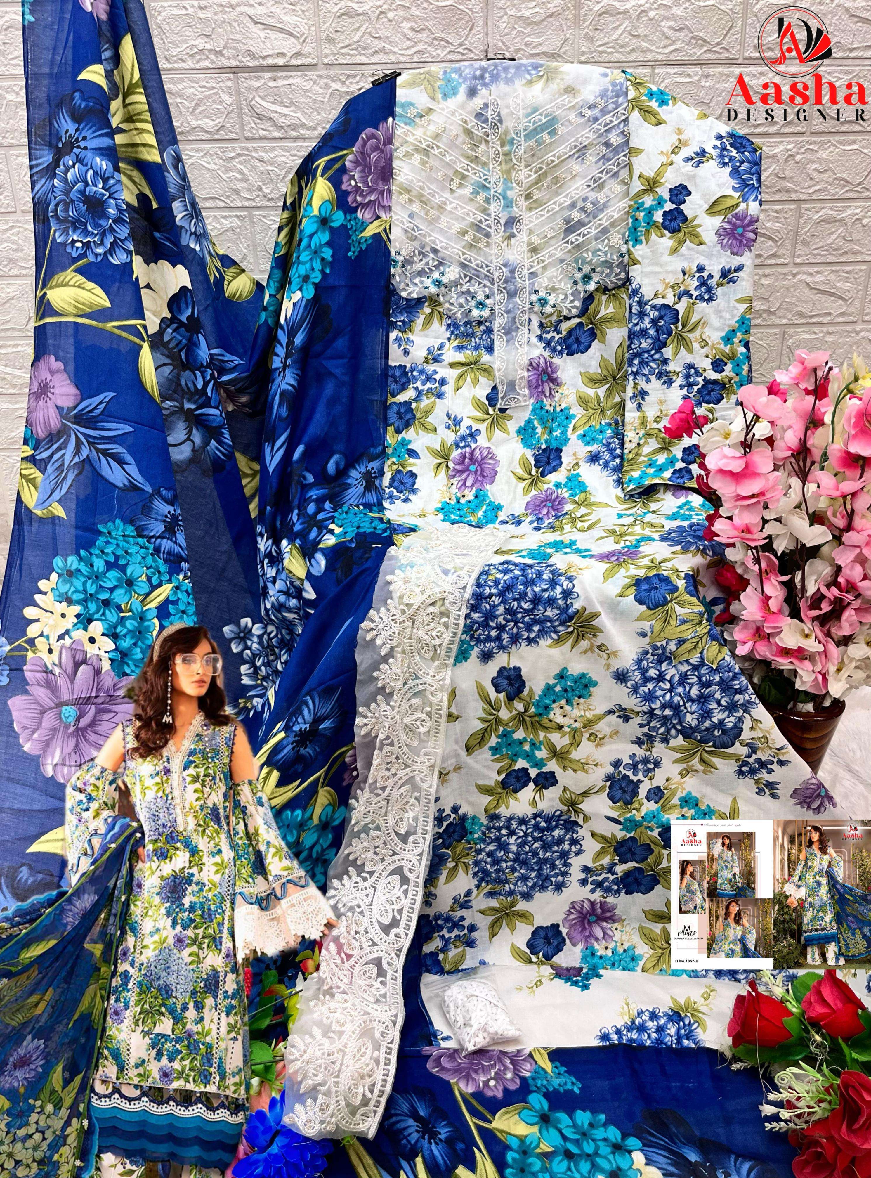 Aasha M Print Vol 9 Cotton Dupatta Pakistani Suit Wholesale catalog