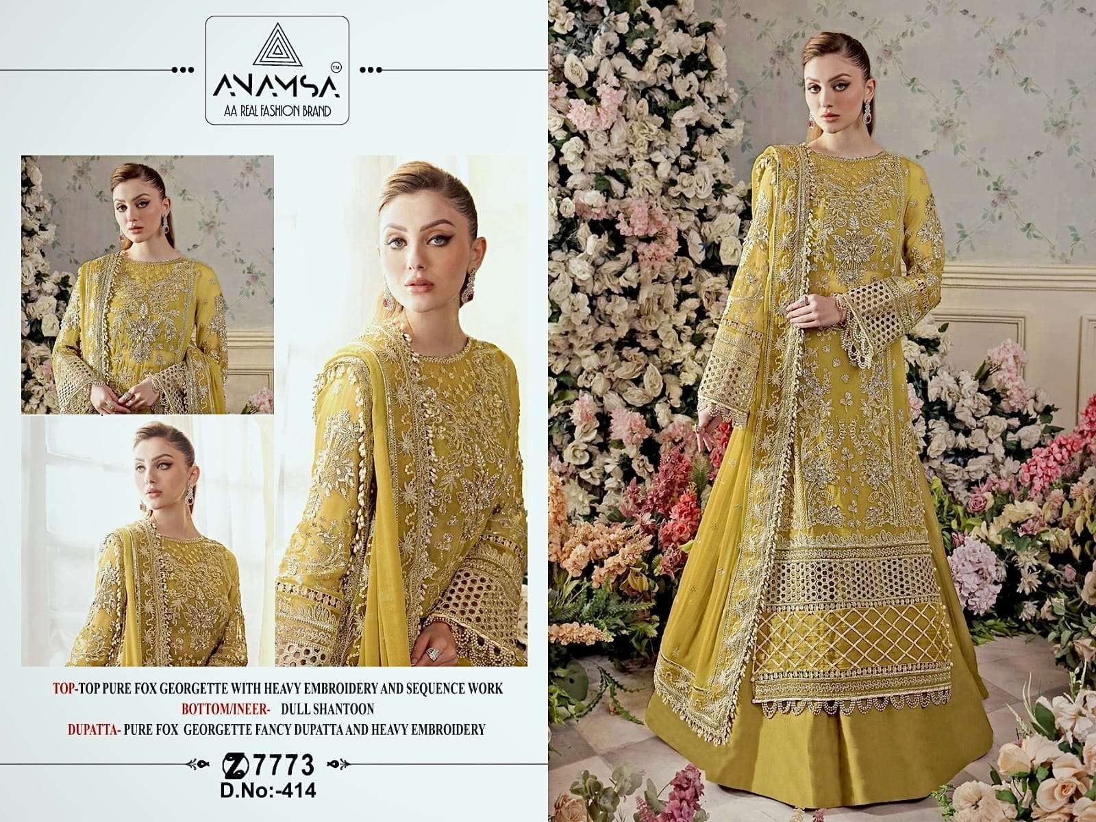 Anamsa 414 Georgette Pakistani Salwar Kameez Wholesale catalog