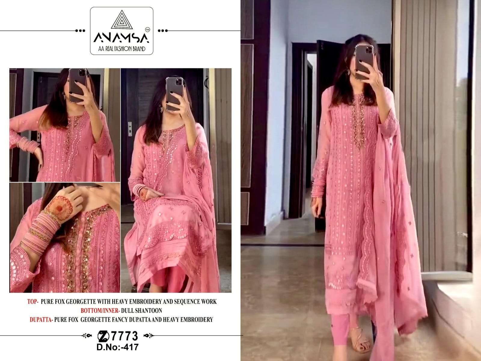Anamsa 417 Georgette Pakistani Salwar Kameez Wholesale catalog