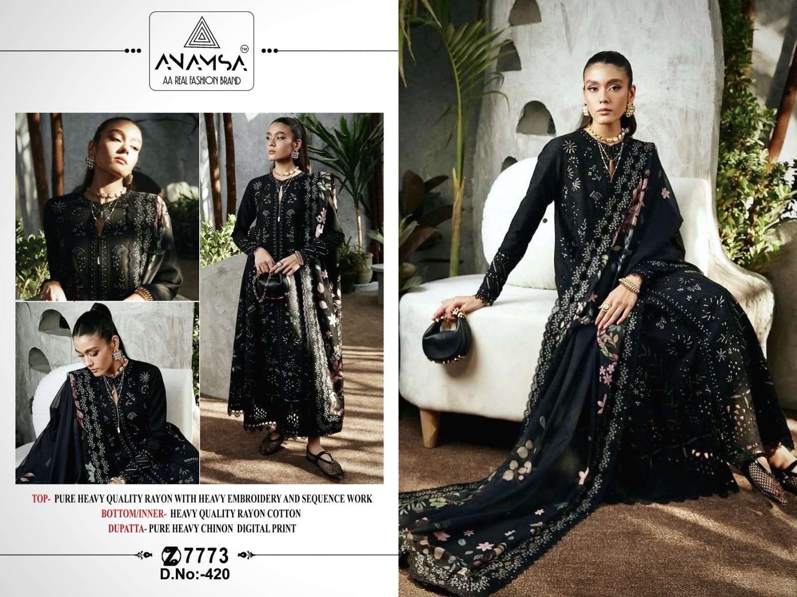 Anamsa 420 Rayon Cotton Salwar Kameez Wholesale catalog