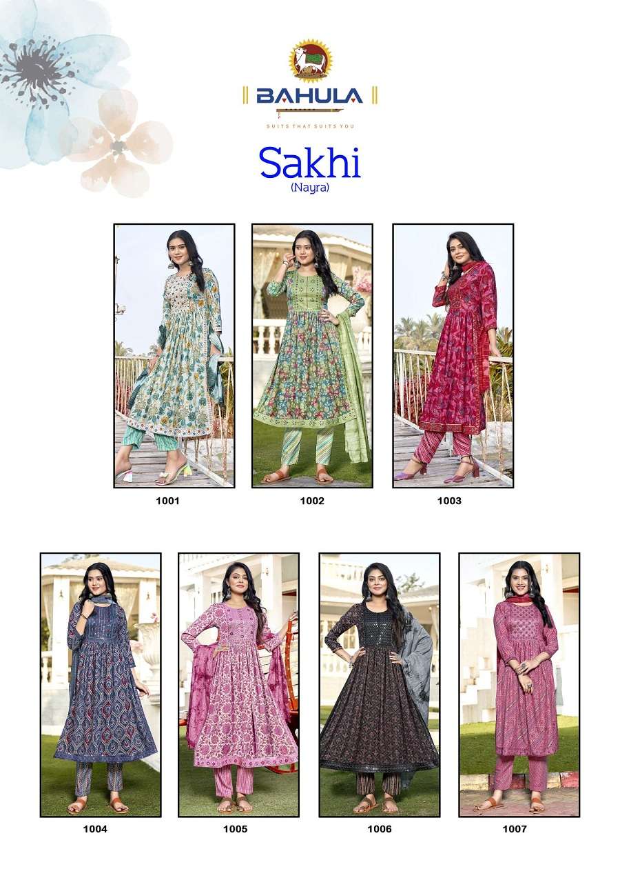 Bahula Sakhi Nayra Vol -1 -Nyra Cut Kurti Pant With Dupatta Wholesale Catalog