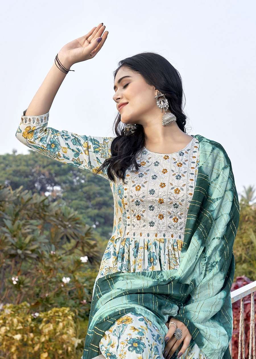 Bahula Sakhi Nayra Vol -1 -Nyra Cut Kurti Pant With Dupatta Wholesale Catalog