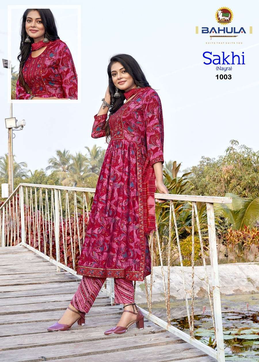 Bahula Sakhi Nayra Vol -1 -Nyra Cut Kurti Pant With Dupatta Wholesale Catalog