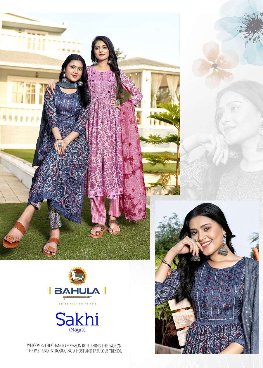 Bahula Sakhi Nayra Vol -1 -Nyra Cut Kurti Pant With Dupatta Wholesale Catalog