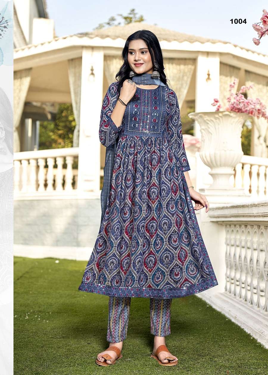 Bahula Sakhi Nayra Vol -1 -Nyra Cut Kurti Pant With Dupatta Wholesale Catalog