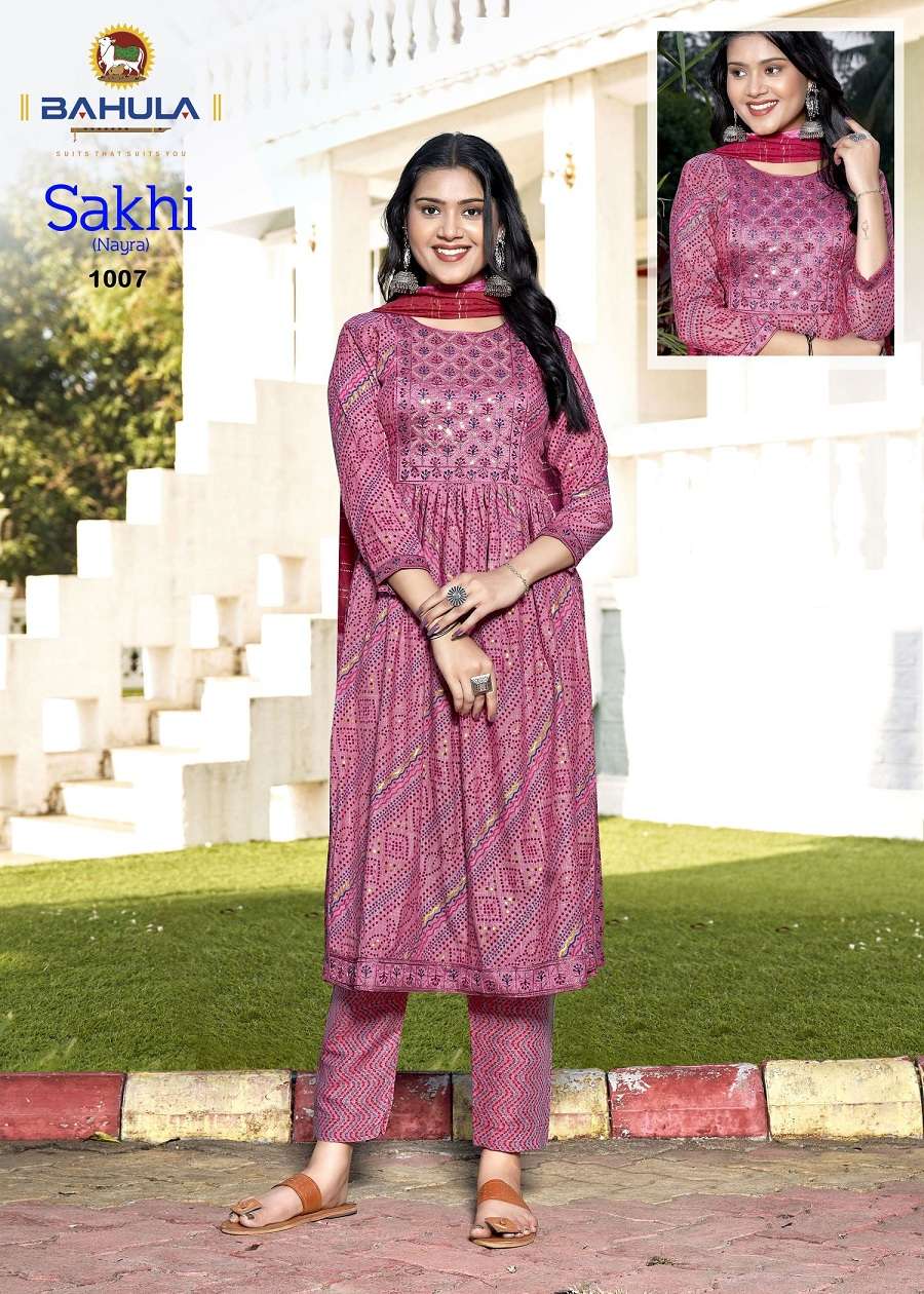 Bahula Sakhi Nayra Vol -1 -Nyra Cut Kurti Pant With Dupatta Wholesale Catalog