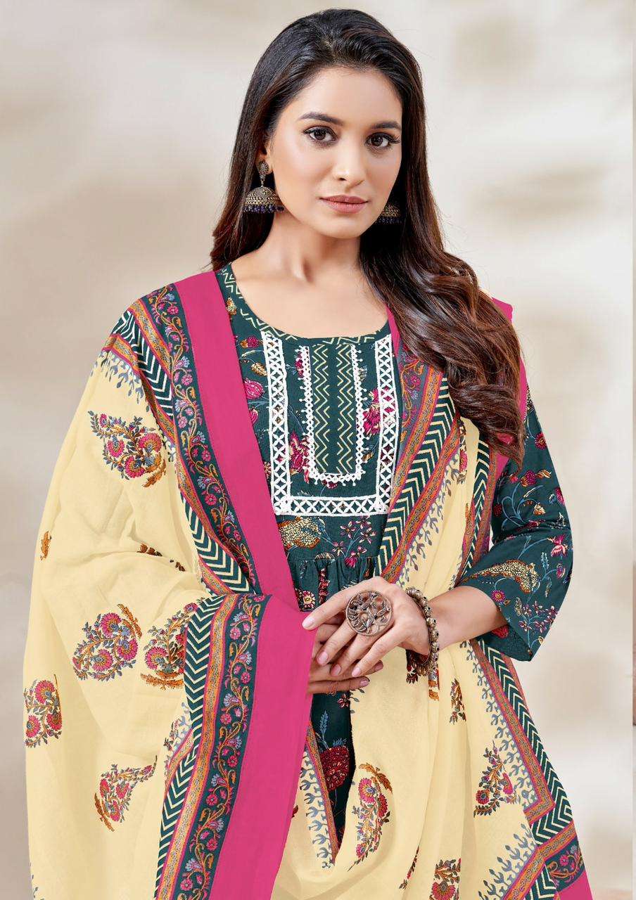 Balaji Nayra Vol-1 – Nayra Kurti Pant With Dupatta Wholesale Catalog