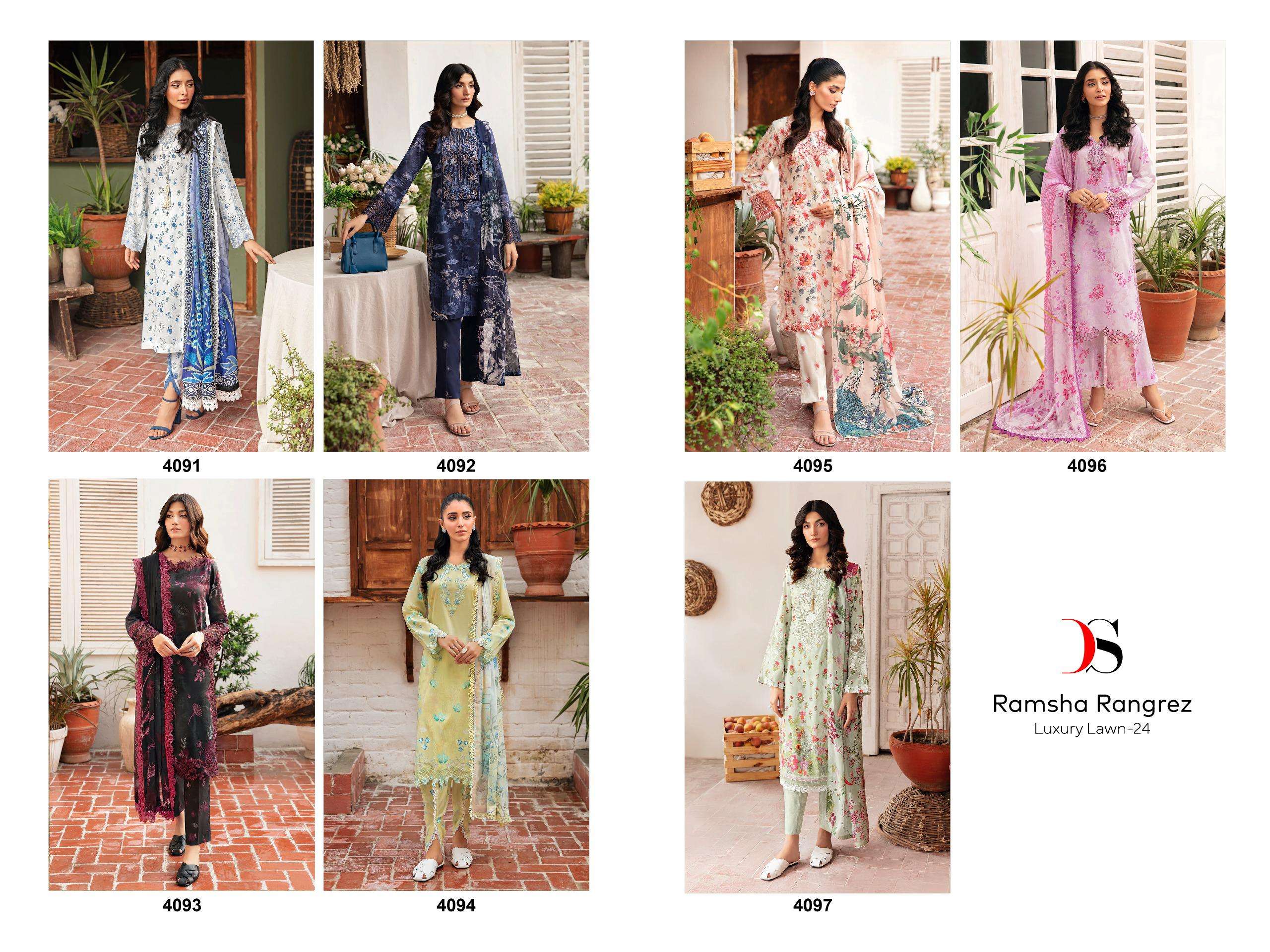 Deepsy Ramsha Rangrez 24 Chiffon Dupatta Salwar Suits Wholesale catalog