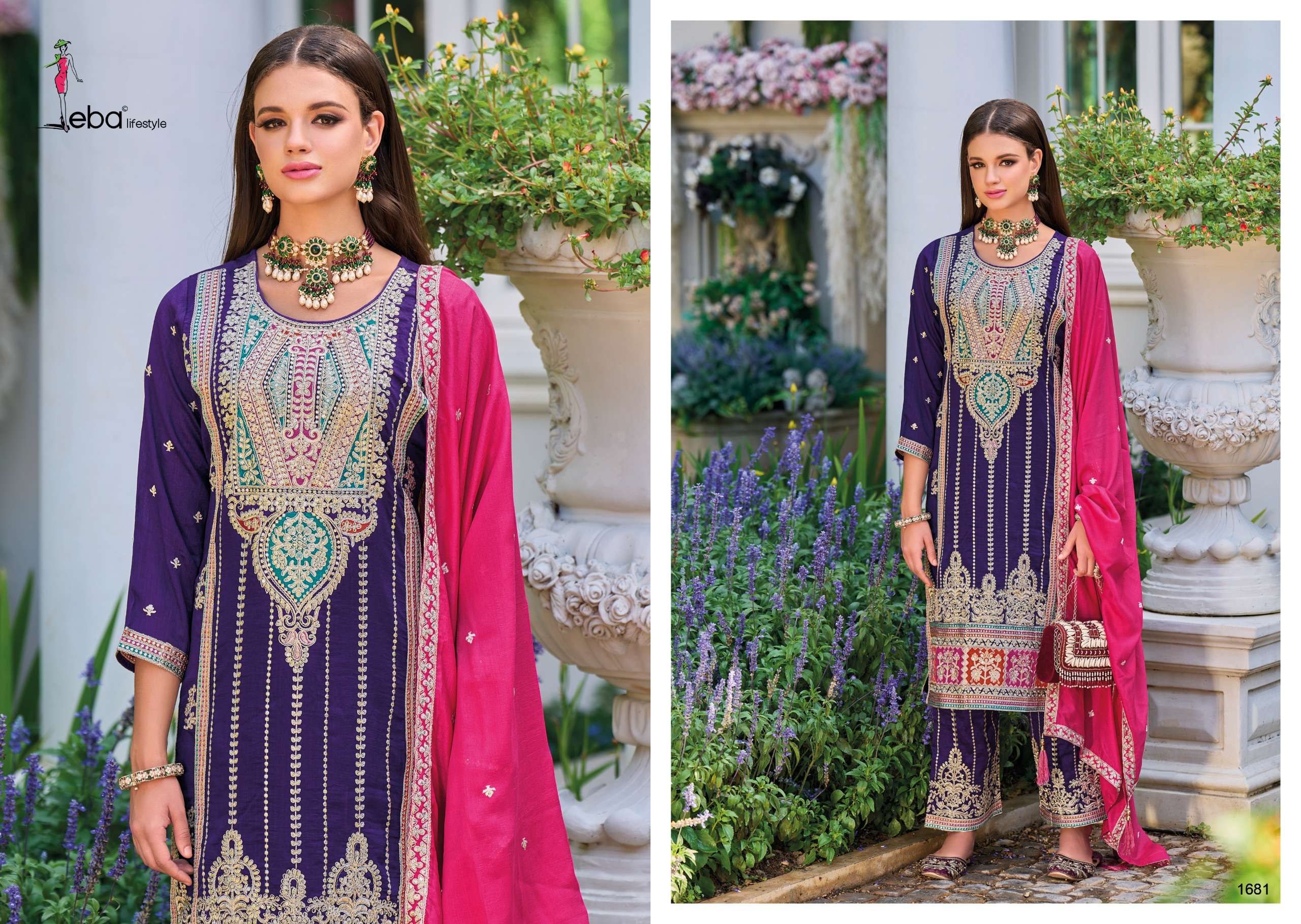 Eba Arzo Embroidery Kurti Pant With Dupatta Wholesale catalog