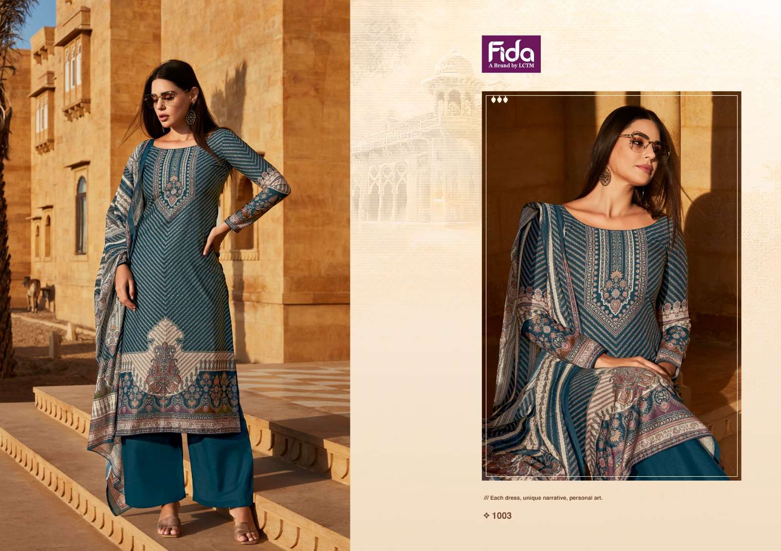 Fida Saanjh Cotton Digital Printed Dress Material Wholesale catalog