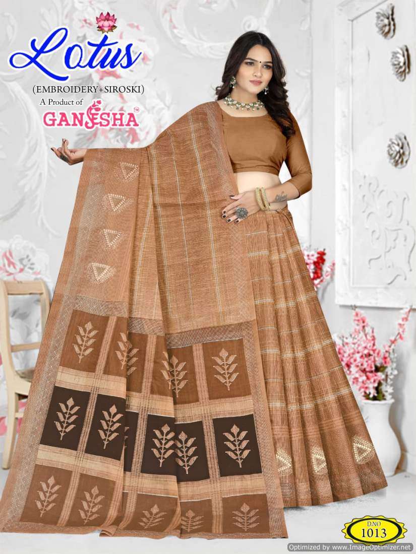 Ganesha Lotus – Embroidery Saree - Wholesale Catalog